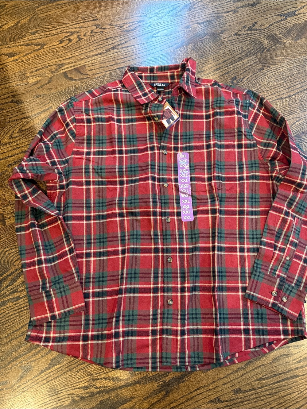 Eddie Bauer Red and Green Plaid Button-Down Shirt